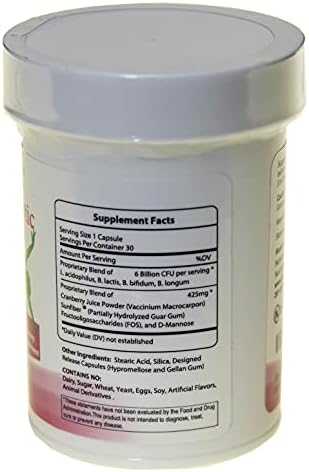FloraTummys Women's Probiotic, Urinary Tract Digestive Immune System Health, Cranberry Powder, Kosher Certified, Non-Dairy, Gluten Free, Non-GMO