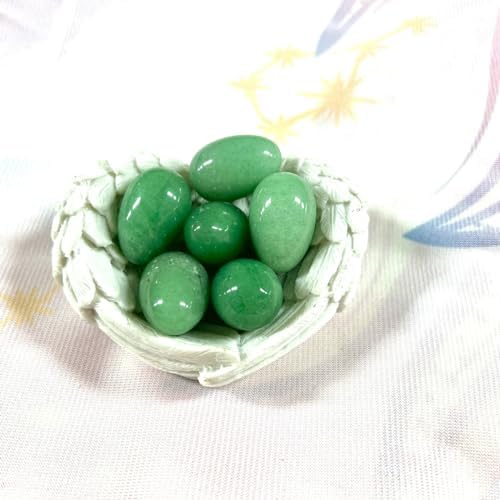 Erliway Natural Green Aventurine Crystal Eggs for Easter Day, 1.2 x 0.8" Palm Stone Egg, Polished Pocket Worry Gemstones, Crystals for Reiki Balancing Wicca Meditation Energy Anxiety Relax Decor