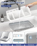 Bathroom Counter Organizer and Storage, 7 Slots Detachable Toothbrush Holders for Bathrooms, Anti-Slip Electric Toothbrush and Toothpaste Holder Countertop Vanity Organizer Accessories for Adults Kids