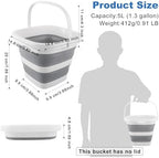 Car Wash Bucket 5L, Collapsible Bucket for Cleaning Supplies, Folding Mop Buckets Water Storage Containers for Camping Gardening Finishing Beach Outdoor RV Sink Wash Basin Ice Tub Swamp Emergency Prep