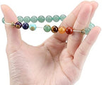 Natural 8mm 7 Chakra Stone Crystal Bracelet Reiki Healing Crystal Gemstone Beads Men Women Stretch Bracelet for Meditation, Protection