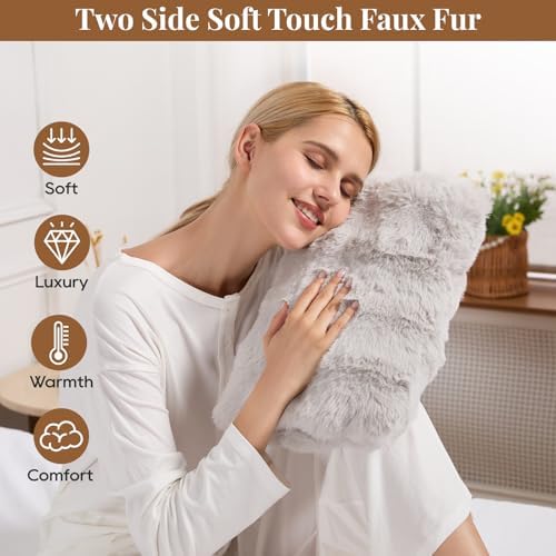 Double-Sided Heating Pad for Hands, Electric Hand Warmer for Fingers Arthritis, Heated Gloves Indoor Use, Hand Warmer Pouch for Women Men Hand Pain Relief, 3 Levels & Auto Off, Grey
