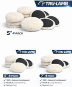 Lambswool Polishing Pads Sheepskin Buffing Pads, Lambs Wool Cutting Pads with Hook and Loop Backing - Wool Buffs (10 Pack, 3 Inch)