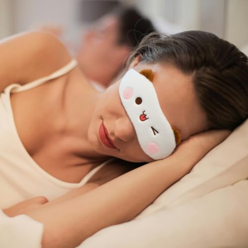 2Pack Cute Bear Sleeping Mask Soft Plush Eye Cover Eyeshade for Women Gift