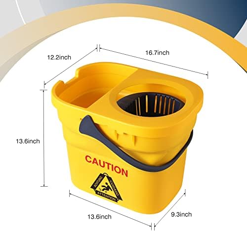 Yocada Commercial Mop Bucket with Wringer Portable Collapsible Plastic Mop Bucket Cleaning Washing Bucket for Cotton Mop