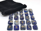 Lapis Lazuli Stone Rune Set Tumbled Engraved Lettering Crystal Set for Wicca Reiki Crystal Healing