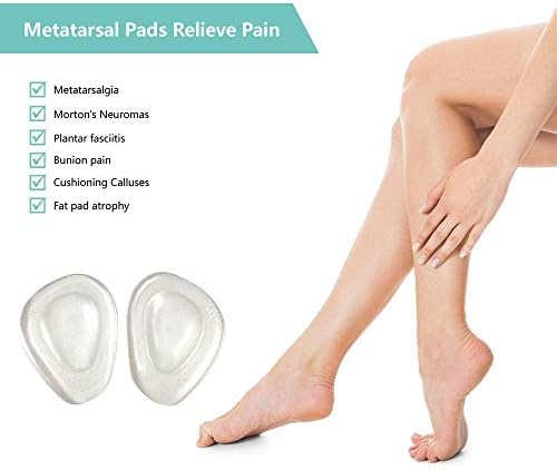 Ball of Foot Cushions Metatarsal Pads for Women Men Soft Gel Insoles Supports Forefoot Cushioning, Pain Relief Morton's Neuroma Foot Pads (4 Pair)