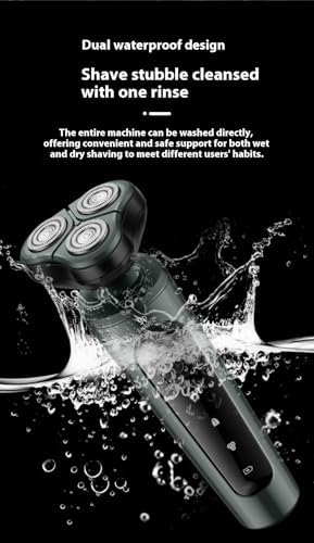 4-in-1 Electric Shaver for Men — Rechargeable, Equipped with Trimmer, Facial Cleansing Brush & Nose Hair Cutter, Full-Body Washable, Rotary 3-Blade System, 90 Minutes of Runtime