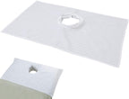 UKCOCO Satin Massage Table Sheet with Face Breath Hole, Skin-Friendly Beauty Bed Cover for Spa, Salon & Massage Therapy, Reusable Facial Cradle Pad, White