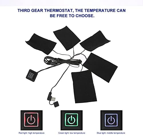 USB Heating Pad, 5V Electric Clothes Heating Pads Carbon fi BER Adjustable Temperature Electric Heated Pad Heating Mat Portable Cloth Heaters for Outdoor Winter Clothes Seat