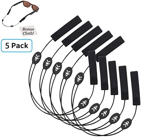 Adjustable Eyeglass Strap (Fish Style) - No Tail Sunglass Strap - Eyewear String Holder - With Bonus Glasses Cleaning Cloth