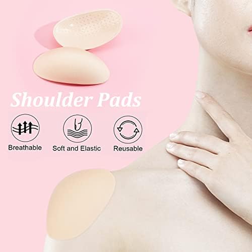 GORGECRAFT 4 Pairs Soft Silicone Shoulder Pads for Women's Clothing Invisible Shoulder Push-up Pads Reusable Silicone Adhesive Shoulder Pads Transparent Anti-Slip Enhancer Shoulder Pads Flesh Color