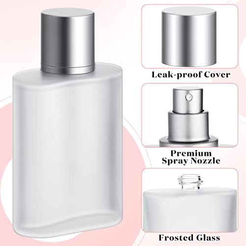 Tessco for you 6 Pcs 50/100ml Frosted Glass Bottle Perfume Atomizer Refillable Spray Empty Perfume Dispenser Fine Mist Atomizer Cosmetic Container for Travel Men Women (3.4 Ounces,Silver Gray)