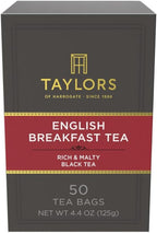 Taylors of Harrogate English Breakfast, Black Tea, Pillow Tea Bags, 50 Count (Pack of 1), Rich, Bright & Malty, Caffeinated, Enjoy Hot or Iced, 50 Teabags