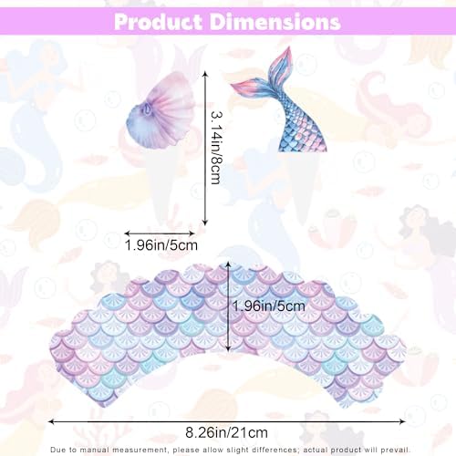 48 PCS Mermaid Cupcake Toppers and Wrappers, Mermaid Cupcake Liners, Glitter Ocean Theme Cake Toppers for Under The Sea Themed Birthday Baby Shower Party Decoration Supplies