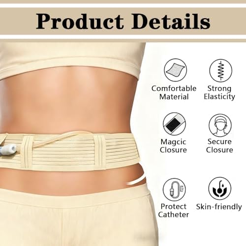 Peritoneal Mesh Breathable PD Belt for Dialysis Catheter & Stomach Feeding Tubes Adjustable Holder Protector Belts for G/J/PEG Tubes - Men Women Adults (L)