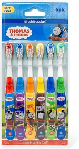 Brush Buddies Thomas & Friends Toothbrush for Kids, Kids Toothbrushes, Toddler Toothbrush Ages 2-4, Soft Bristles for Kids, 6PK