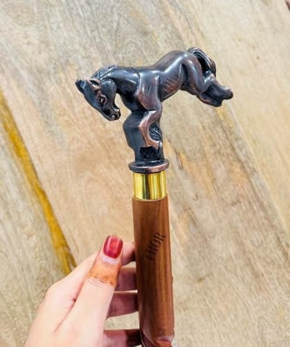 Handmade Solid Brass Head Handle Vintage Style Antique Wooden Walking Stick Cane Gift (3 Fold Wooden Walking Cane)