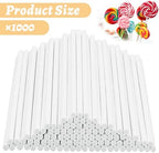 SHUESS 1000 Pcs White Paper Cake Pop Sticks 4 Inch Sticks for Cake Pops Lollipop Sticks Sucker Sticks Treat Lollipop Sticks for Cookies, Rainbow Candy,Dessert,Cake Pops,Handmade DIY