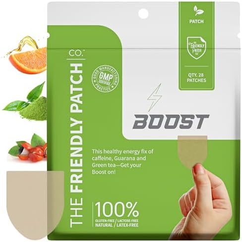 The Friendly Patch Boost Energy Patch - 28 Day Supply - Energy & Focus Patches, Caffeine, Guarana - Clarity & Energy - Plant-Powered, Focus - Wellness Patches