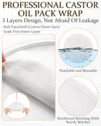 DLMDML 2Pcs Castor Oil Pack for Breast, Reusable Organic Castor Oil Wrap Breast Pad, Anti Leak Breast Nursing Pads for Women Relaxing Sleeping (White)