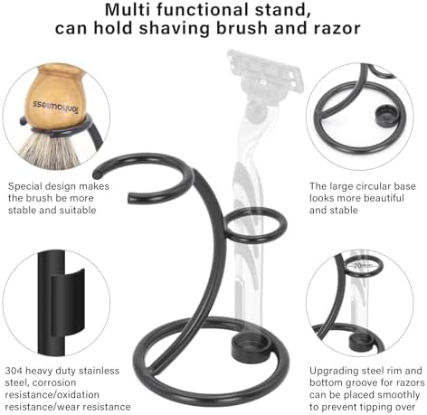 Shaving Brush Kit For Men, 4 In 1 Shaving Brushes Set Includes Badger Hair Shaving Brush, Wood Bowl, Stainless Steel Shaving Stand and Goat Milk Shaving Soap