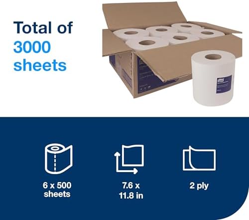 Tork Centerfeed Paper Towel White M2, High Absorbency, 6 x 500 Sheets, 120932