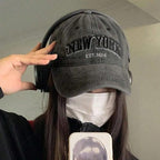 New York Hat Embroidery Baseball Cap Vintage Adjustable Strapback for Men Women Black