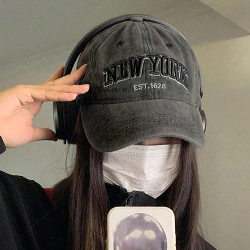 New York Hat Embroidery Baseball Cap Vintage Adjustable Strapback for Men Women Black