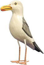 Nautical Decoration Hand Made Wooden Seagull Figurine, 10 Inches Tall