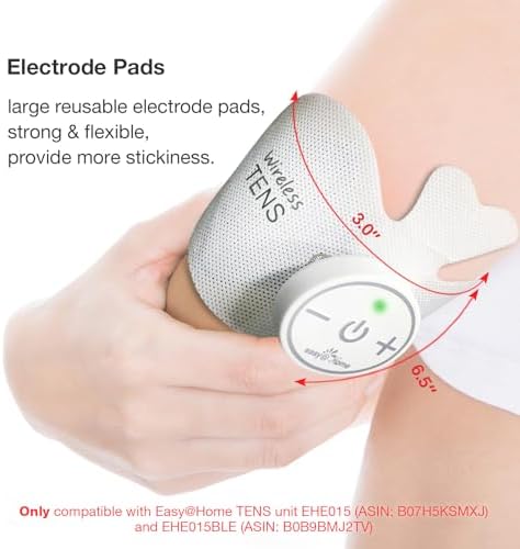 Easy@Home Tens Unit Wireless Electrode Pads Self Stick Carbon Pads, 4 Pack 6.5" x 3" Reusable - Non Irritating Design Pulse Massagers Replacement ETP015