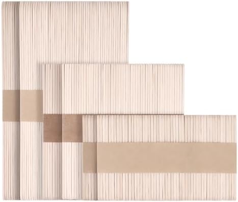 KTOJOY 300 Pcs Craft Sticks Ice Cream Sticks Natural Wood Popsicle Craft Sticks, 3 Mixed Sizes Jumbo Popsicle Sticks Bulk and Small Popsicle Sticks, Wooden Sticks for DIY