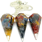 Natural Multi Orgonite Single Crystal Pendulum, Pointed Crystal for Dowser Healing Crystals, Metaphysical Divination Gemstone Pendulum Reiki Feng Shui, Meditation, Gift for Men Women