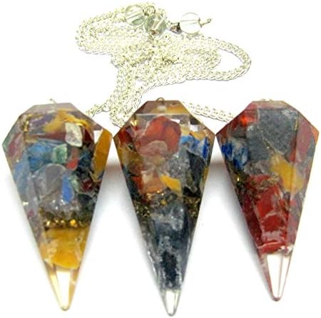Natural Multi Orgonite Single Crystal Pendulum, Pointed Crystal for Dowser Healing Crystals, Metaphysical Divination Gemstone Pendulum Reiki Feng Shui, Meditation, Gift for Men Women