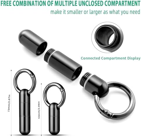 TISUR Keychain Pill Holder, Titanium Small Pill Case Pill Organizer Waterproof Pill Box, EDC Portable Pill Container for Travel Purse Outdoor