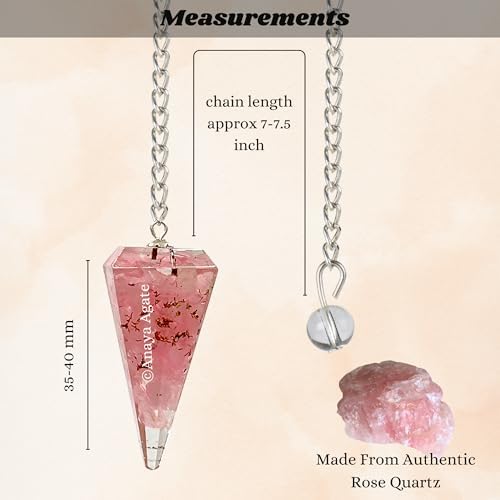 Anaya Agate Rose Quartz Pendulum – Orgone Crystal Pendulum – Dowsing Pendulum for Divination, Meditation, Chakra Healing – Natural Gemstone Pendulum