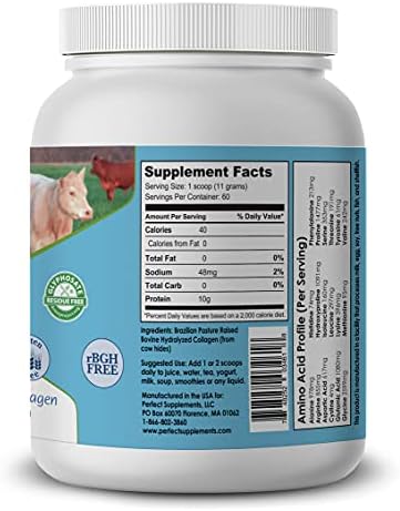 Perfect Supplements – Perfect Hydrolyzed Collagen Powder – 660g – All Natural Collagen - Brazilian Pasture Raised - Promotes Healthy Skin – 2 Pack