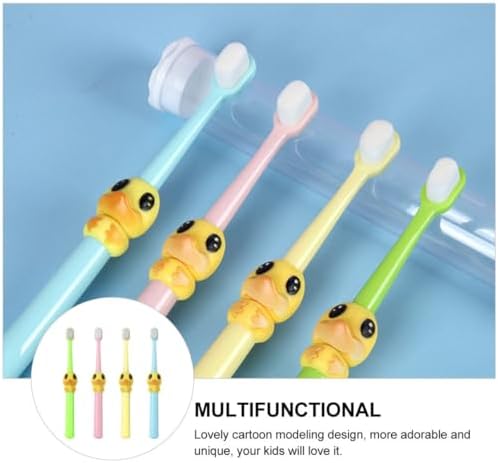 Bristle Toothbrush 4pcs, Soft Cartoon Duck Manual Toothbrushes for Ages 2-10, ’s Teeth Cleaning Brush Set for Boys