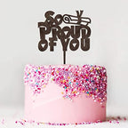 Graduation Cake Topper So Proud of You Cake Topper Wooden Brown Party Decoration Supplies Acrylic Graduate Cake Toppers