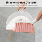 NACENA Handheld Dustpan and Broom Set – Mini Compact Brush Combo for Desktop, Sofa, Car & Kitchen Crumbs Small Cleaning Tool with Stiff Bristles, Pink
