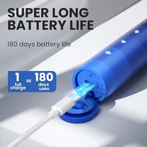 Oclean Electric Toothbrush for Adults, Sonic Toothbrush Soft Gum Care, Whitening, 180 Days Battery Life, IPX7 Waterproof, 76000 VPM Motor, USB C Rechargeable, Blue