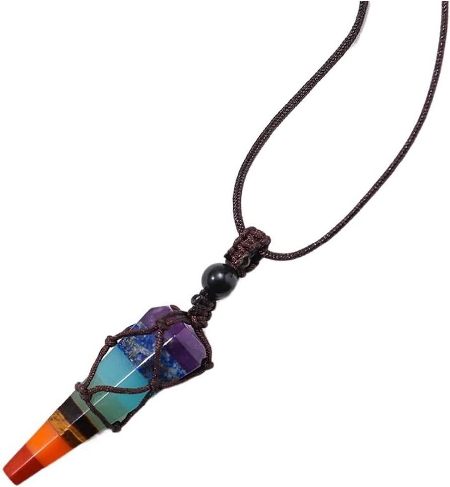 Crystal Stone Natural Gemstones 7 Chakra Spirit Pendulum Pendant Energy Colourful Crystal Presents