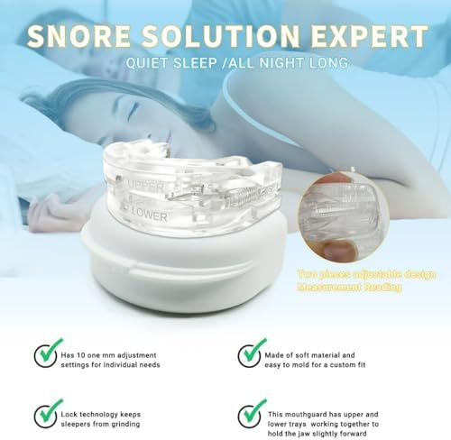 Adjustable Anti-Snore Mouthpiece with Precision Graduation Scale – Fit Mandibular Advancement Device for Quiet, Restful Sleep (Blue,3 * 3 * 1 in,Classic,Solid)