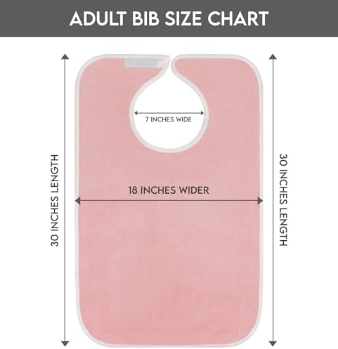 Utopia Towels 3 Pack Premium Unisex Adult Bibs for Elderly Women Men, Waterproof Bib for Eating, Adjustable and Washable (Pink)