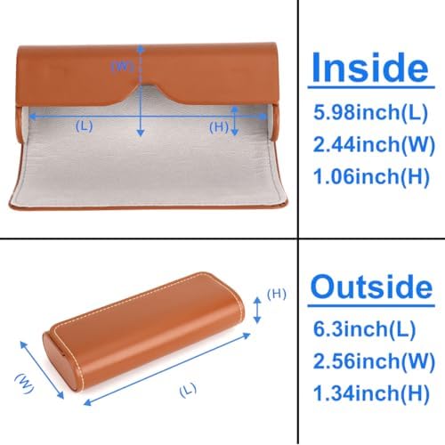 RayLove Glasses Case Hard Shell, Travel Sunglasses Case, Leather Hard Eyeglass Case for Women, Reading Glasses Case for Men