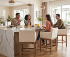 Ya-Home 26’’ Bar Stools Set of 6, Modern Farmhouse Counter Height Barstools Linen Fabric Bar Chairs with Armrest for Kitchen Island Dining Room, Beige