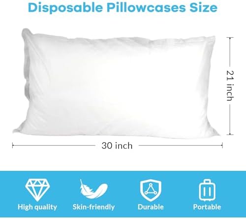 Disposable Pillowcases, 50PCS Disposable Pillow Case Covers, Soft Non-Woven Fabric Disposable Pillow Cases for Medical, Hospital, Hotels, SPA Tattoo Lash Pillow Covers, White, 21 in x 30 in