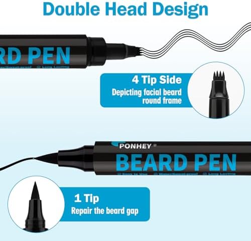 5-Pack Beard Pen Filler for Men, Waterproof & Sweat Proof Long-Lasting Beard Pencil Kit with 4 Fillers & 1 Double-Headed Brush –(02)