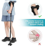 Crutches for Adults, Crutches for Walking, Have Adjustable Forearm Crutch Pads, Folding Forearm Crutches, with Four Corner Base Prevent Slipping , Suitable for Old People, Lame People (Black)