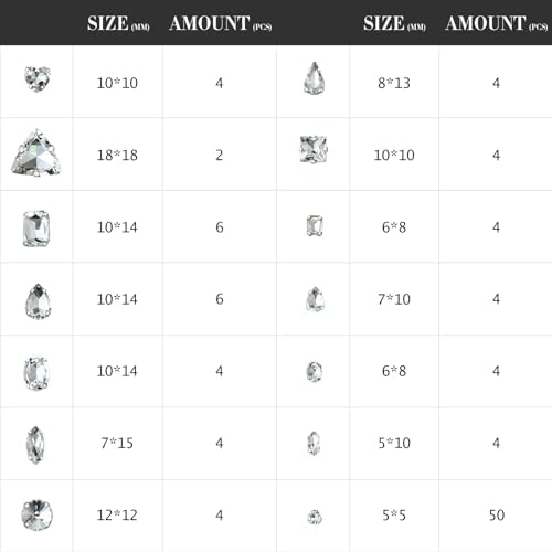 Dowarm White Sew on Rhinestones 104 PCS Mixed Shapes Glass Sew on Crystals for Crafts Metal Flatback Claw Gemstones for Jewelry Making Costumes Clothes Garment, Crystal Clear